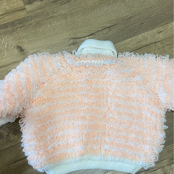 Cute Peach Loop Hand knit Sweater Cardigan Kid Baby Toddler 18-24 Mo - Picture 6 of 8